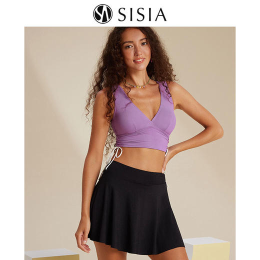 sisia2023新款泳衣女性感v领活力少女沙滩温泉高级感裙式分体泳衣 商品图1