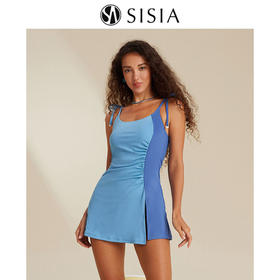 sisia2023新款泳衣女款显瘦遮肚多巴胺女孩温泉度假裙式连体泳衣