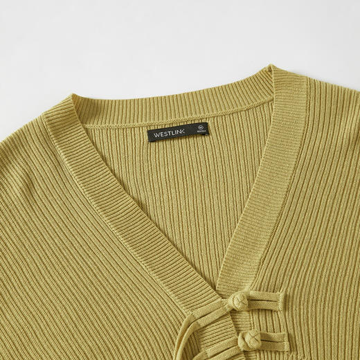 西遇韩系套装新款长袖针织开衫新中式复古旗袍连衣裙两件套V0038448/V0038447 商品图5