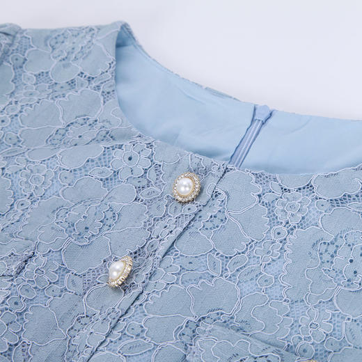 NG832斯尔丽2023秋季新款蕾丝减龄修身显瘦圆领连衣裙 商品图4