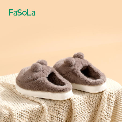 FaSoLa可爱棉拖鞋秋冬季新款保暖居家可爱毛绒情侣防滑厚底棉拖鞋 商品图4