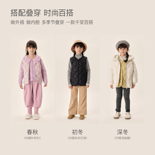 【马克珍妮 芦芙】秋冬新款 女童超轻保暖三防V领羽绒马甲232022 商品图2