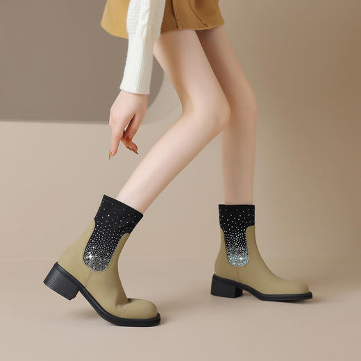 时尚个性，满天星爆闪圆头短靴WC-M7515 商品图2