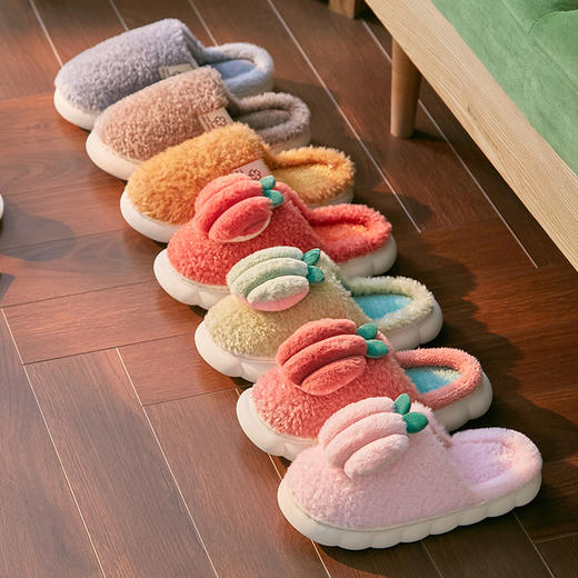 「四色可选！软乎乎」新款棉拖鞋踩屎感幸福绒大白底家居女士毛毛拖鞋 商品图3