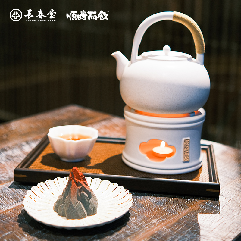 顺时而饮 | 提梁壶套装 复古简约 围炉煮茶 喝茶更有仪式感（白色 深褐色 ）