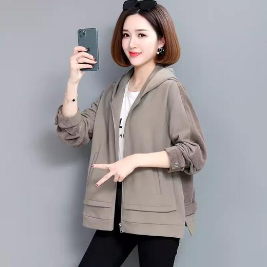 A556卫衣女宽松韩版2023春秋薄款带帽纯棉上衣百搭夹克开衫女士短外套 商品图4