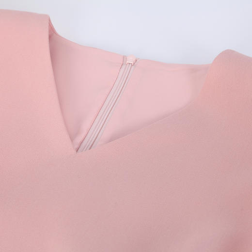 NG833斯尔丽2023秋季新款立体袖玻璃纱袖子配腰带时尚职场韩版连衣裙 商品图4