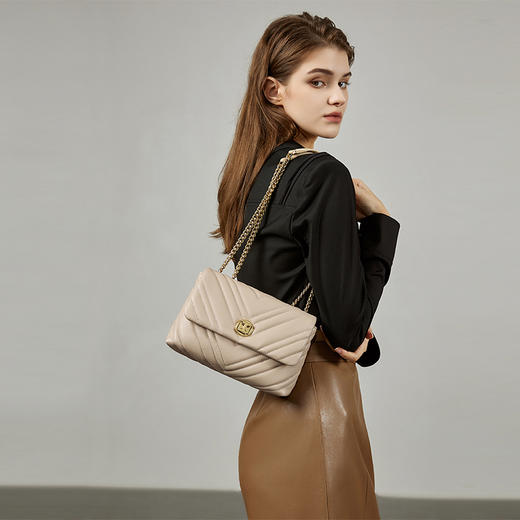 牛皮小香风包包菱格气质真皮高级感链条包 商品图0