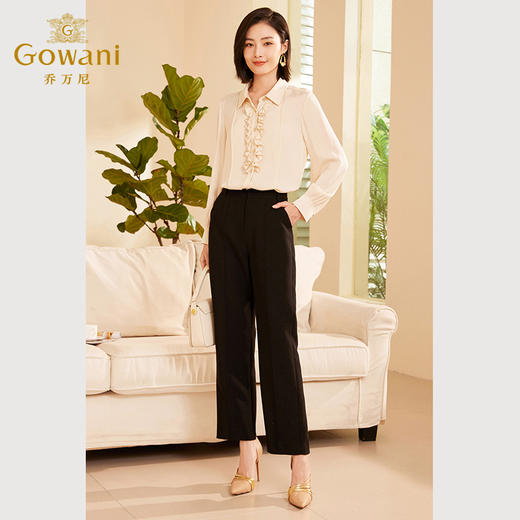Gowani乔万尼商场同款秋新款休闲裤黑色直筒西裤ET3F627501 商品图1