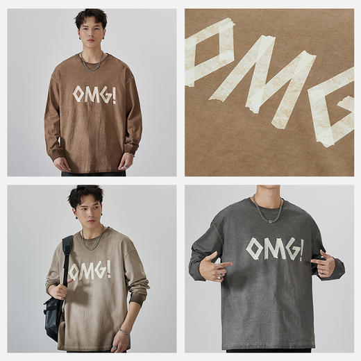 100%棉【新款DQ】大依优型长袖T恤重磅棉男宽松个性上衣胖子加肥加大肥佬潮款纯棉 商品图2