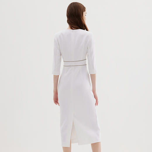 EITIE连衣裙气质优雅钉珠收腰显瘦简约通勤黑色连衣裙秋季新款（建议手洗或装洗衣袋机洗，不可直接机洗 ）C2307252 商品图10