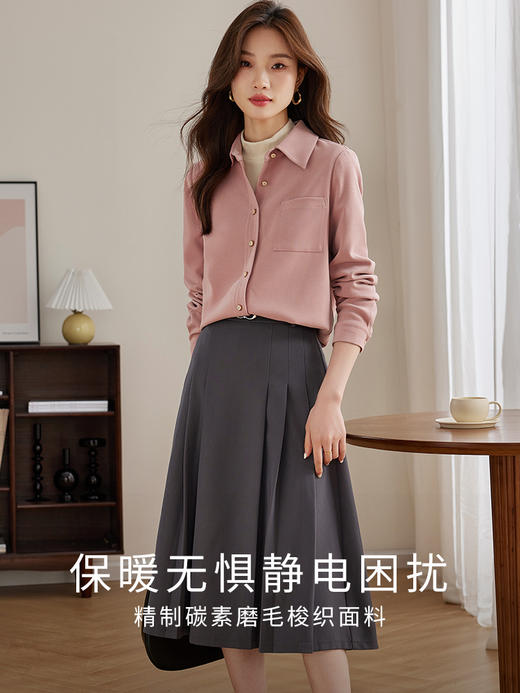 【年货节】熙世界法式磨毛衬衫女秋冬2025新款加厚时尚洋气休闲宽松衬衣外套 商品图3