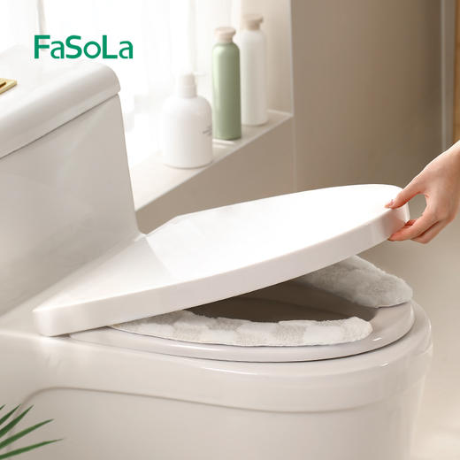 FaSoLa马桶垫家用加厚加绒冬季通用坐便器套粘贴式可水洗马桶坐垫 商品图4