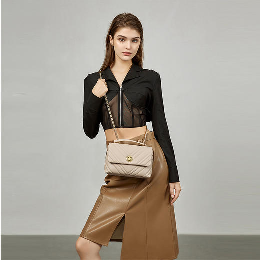 牛皮小香风包包菱格气质真皮高级感链条包 商品图2