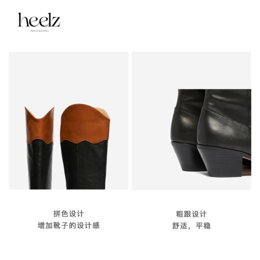 heelz设计师手工鞋履 ｜ Jo50mm粗跟打蜡牛皮骑士靴秋季新款 商品图3