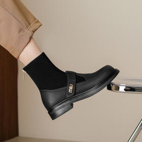 舒适百搭，里外全头层皮拼接短靴LGYZ-907-2