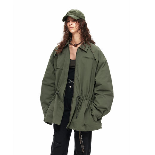 NUTH“雨伞”｜百搭通勤军绿色大廓形设计感棉服宽松夹棉厚外套女 商品图2