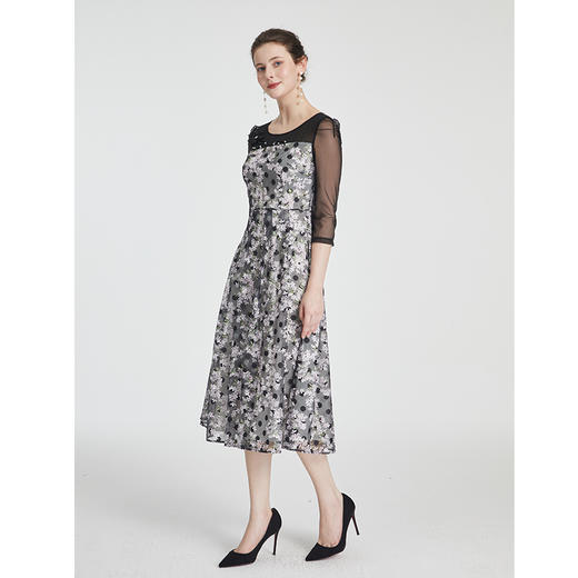 司歌复古优雅蕾丝中袖连衣裙A881286 商品图3