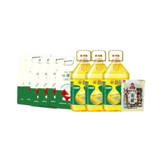 米油组合（绿色稻花香5kg*6包+金鼎玉米油5L*3瓶+状元香菇150g） 商品图0