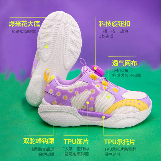 ROBOKIX秋季新款儿童运动鞋高弹减震透气鞋面科技旋钮扣3秒穿脱 商品图1