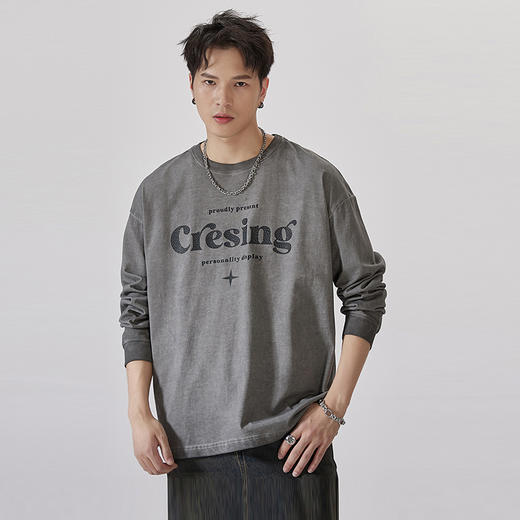 100%棉【新款DQ】大依优型长袖T恤重磅棉男宽松个性字母上衣胖子加肥加大肥佬潮款纯棉 商品图1