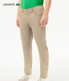 【海南专供价】Lacoste法国鳄鱼男士新款简约通勤驼色休闲裤长裤HH0922-98