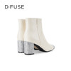 D:fuse迪芙斯冬季新款气质烫钻拼色细跟短靴女靴DF34116107 商品缩略图4