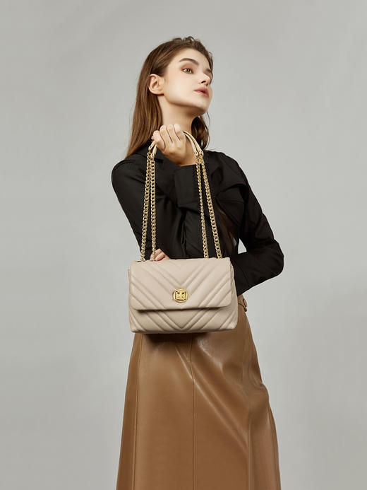 牛皮小香风包包菱格气质真皮高级感链条包 商品图3