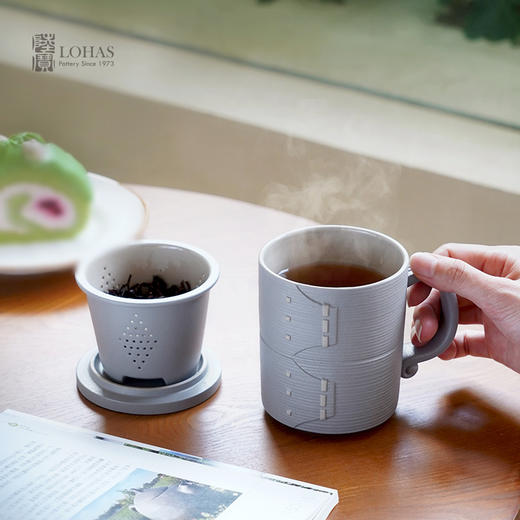 陆宝-力争上游盖杯400ml 如意灰 商品图0