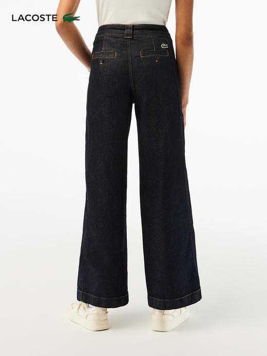 【海南专供价】Lacoste法国鳄鱼女装新款时尚百搭长裤微喇牛仔裤HF0146-10 商品图1