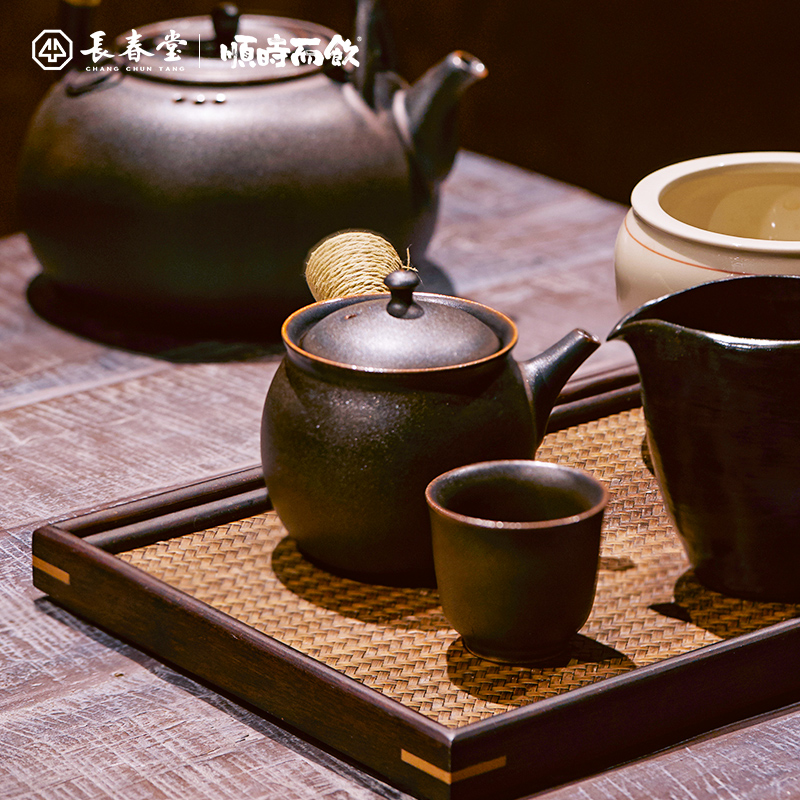 顺时而饮 | 侧把小壶 复古简约 可用明火/炭火/电陶炉（白色 深褐色 ）