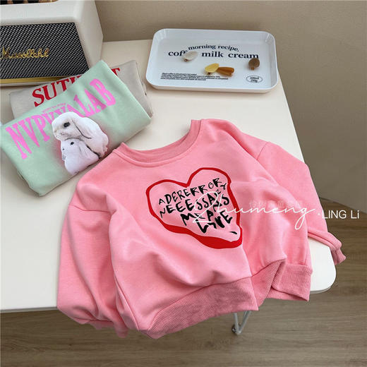 【高品质毛圈面料，舒适柔软透气性好！】儿童卡通卫衣2023新款秋款韩版印花女童圆领毛圈洋气上衣lm 商品图10