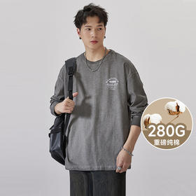 100%棉【新款DQ】大依优型长袖T恤重磅棉男宽松个性字母上衣胖子加肥加大肥佬潮款纯棉