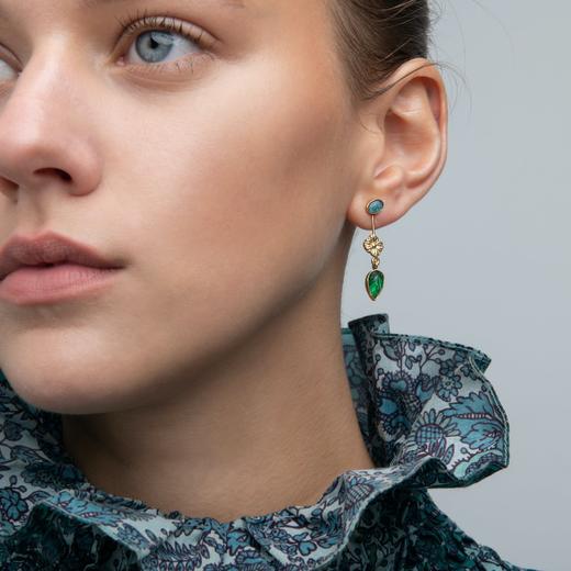 订购5个月到｜Grainne Morton-Detachable-绿叶玫瑰 耳环［苏格兰设计师］ 商品图1