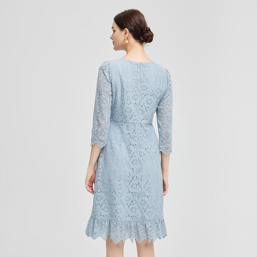 NG832斯尔丽2023秋季新款蕾丝减龄修身显瘦圆领连衣裙 商品图1