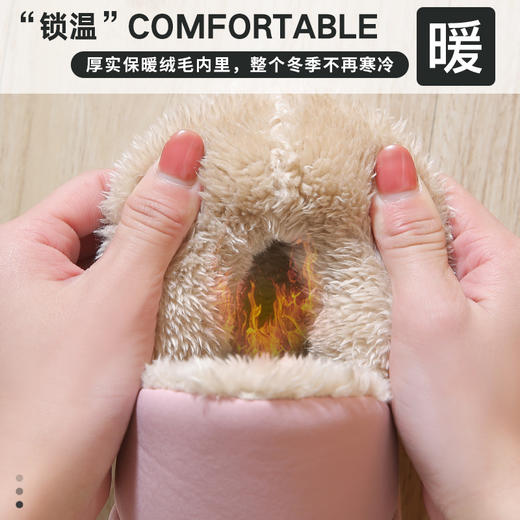 「四色可选！绒毛内里」新款秋冬季简约纯色棉拖鞋 女居家用保暖羽绒月子棉鞋男 商品图1