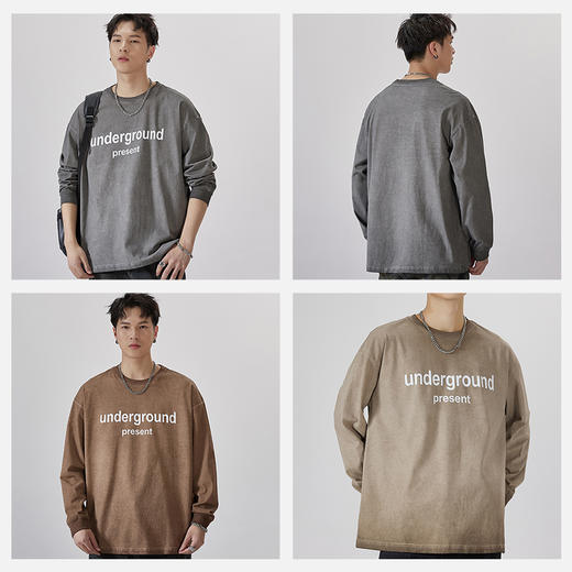 100%棉【新款DQ】大依优型长袖T恤重磅棉男宽松个性字母上衣胖子加肥加大肥佬潮款纯棉 商品图2