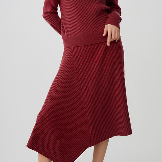 【纯羊绒针织套装】羊绒世家23年秋冬新品女士100%山羊绒不对称抽条毛衣 商品图3