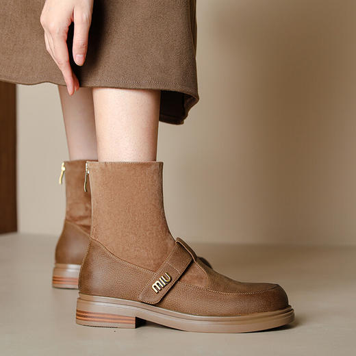 舒适百搭，里外全头层皮拼接短靴LGYZ-907-2 商品图3
