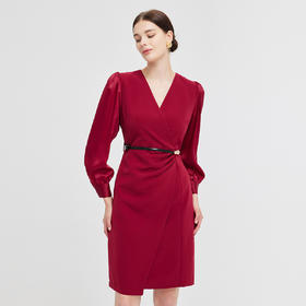 NG837斯尔丽2023秋季新款法式浪漫收褶显瘦连衣裙