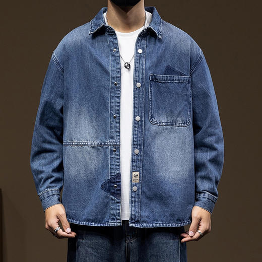 【新款DQ】大依优型大码口袋牛仔外套新款牛仔衣青年百搭上衣潮款加肥加大胖子 商品图0