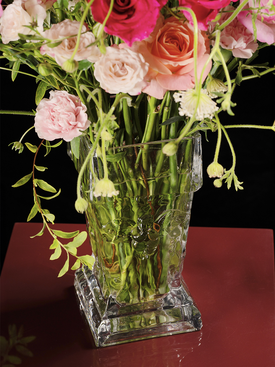 稀奇艺术罗马之心古典复古方形水晶玻璃花瓶客厅摆件