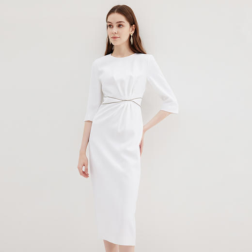 EITIE连衣裙气质优雅钉珠收腰显瘦简约通勤黑色连衣裙秋季新款（建议手洗或装洗衣袋机洗，不可直接机洗 ）C2307252 商品图9