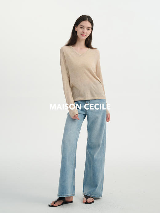 MAISON CECILE四色/水溶羊毛超亲肤软糯V领打底针织上衣 商品图3