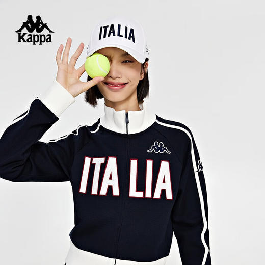 卡帕（Kappa）复古针织开衫2023新款女短款收腰运动卫衣休闲撞色外套K0D82WK01 商品图2