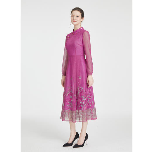 司歌国风改良旗袍连衣裙刺绣长袖裙A881298 商品图2