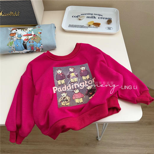 【高品质毛圈面料，舒适柔软透气性好！】儿童卡通卫衣2023新款秋款韩版印花女童圆领毛圈洋气上衣lm 商品图8
