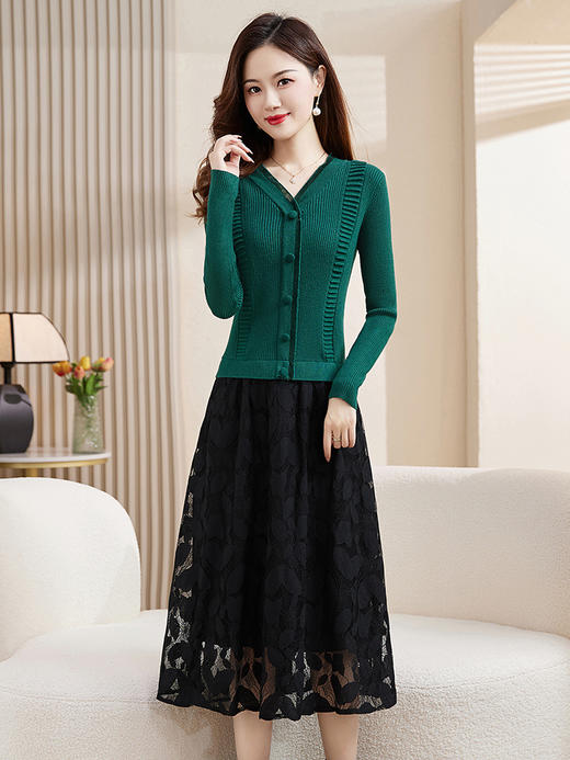 HR-WX3199秋季上新时尚优雅潮流小众设计感针织两件套裙 商品图1