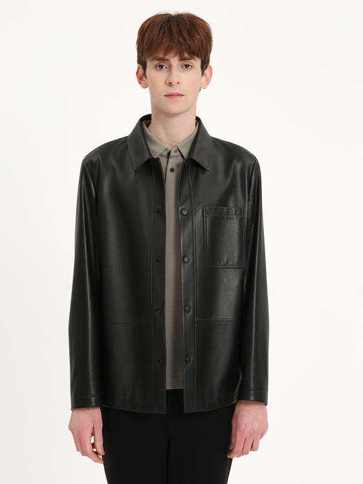 callisto黑色精选羊皮革皮夹克
 FSFLT010C BK 商品图1