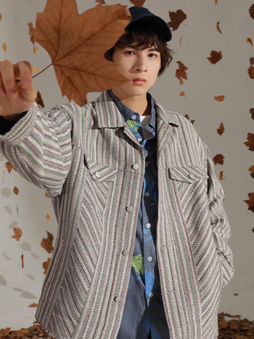 OADB/A14440A003/复古条纹牛仔夹克 商品图1